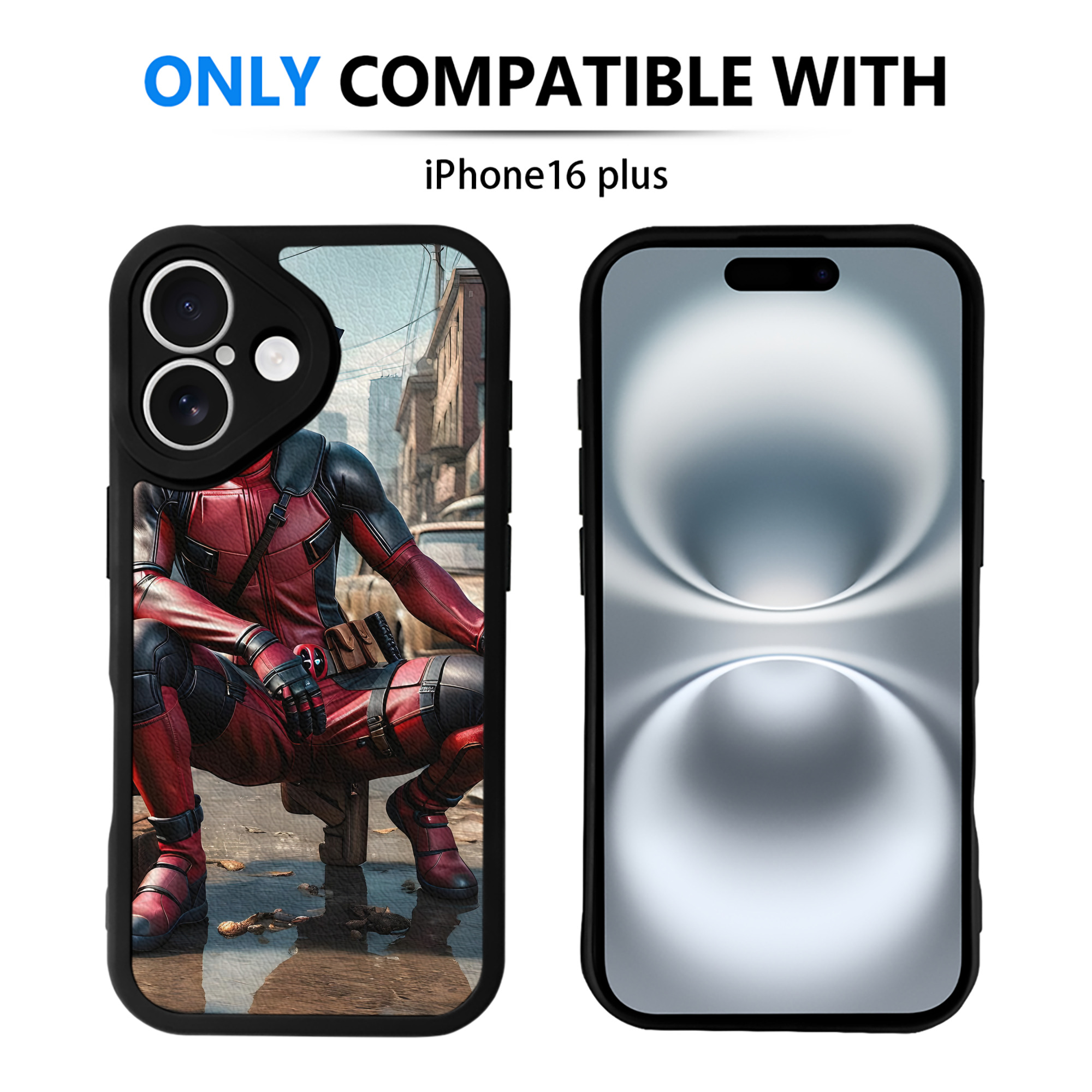 （画像用） Deadpool デッドプール 【iPhone 16シリーズ対応】シリコンスマホケース（レザー調） 材質：シリコン